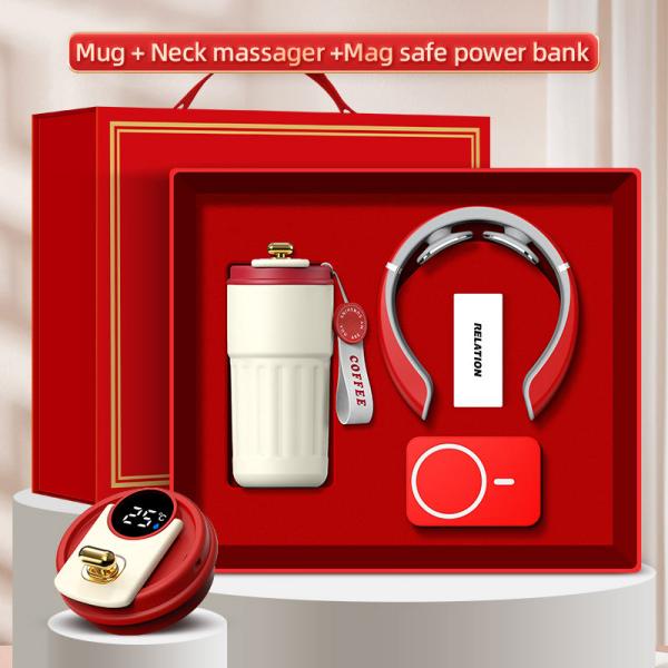 Egyedi logó 3 az 1-ben ajándékdobozos bögre masszírozó Power Bank